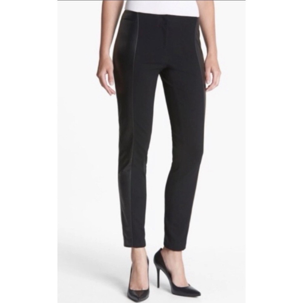 Lafayette 148 Leather Paneled punto Leg Pants Size Medium